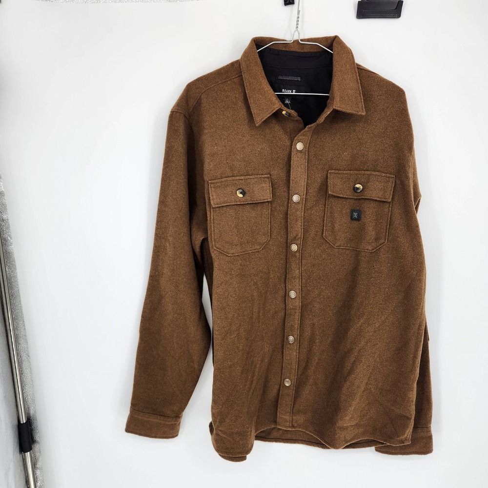 Roark Nordsman Wool Blend Flannel Shirt Brown Otter RW608 Mens Large NWT